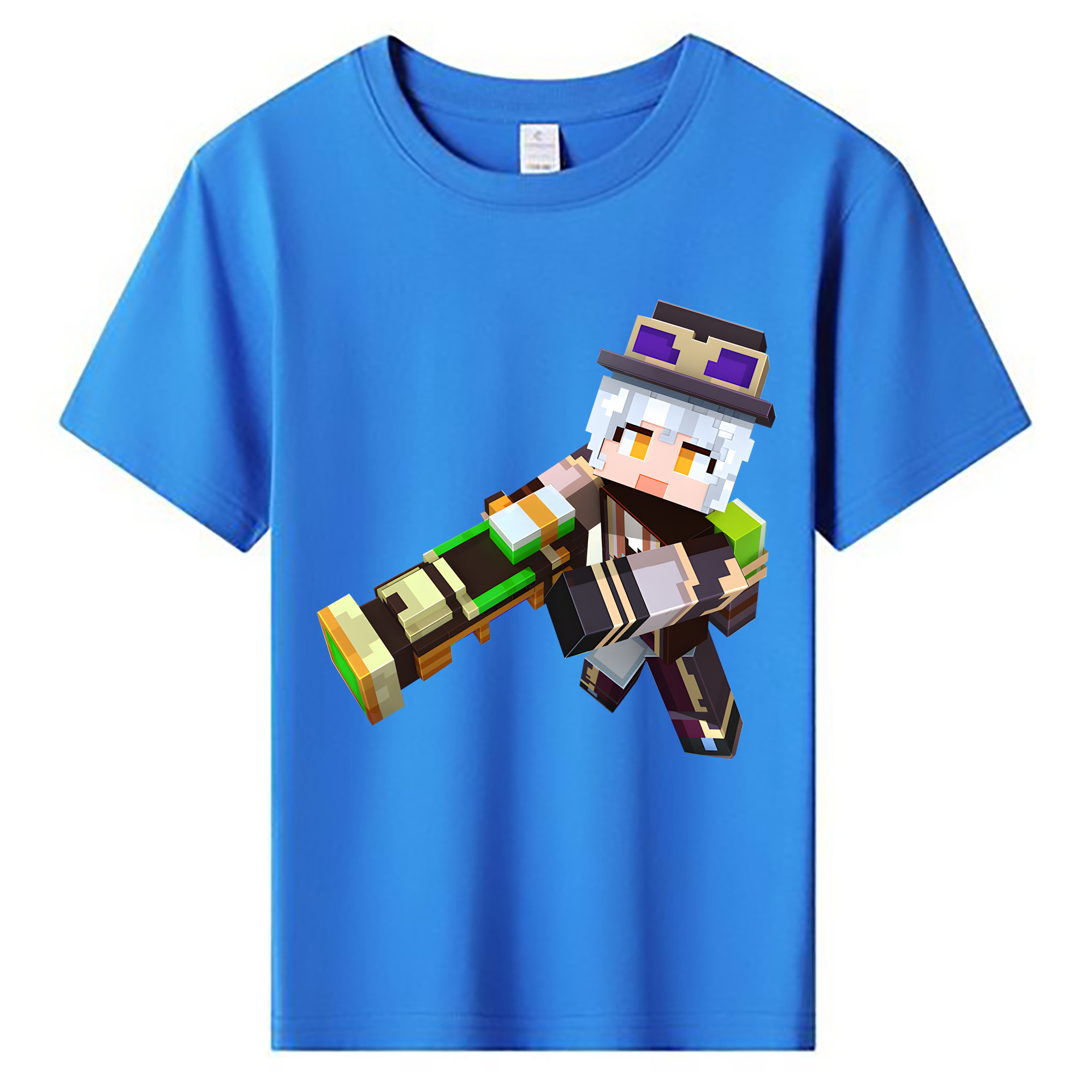 （画像用） マインクラフト ブロックの世界 Minecraft MC Block world 綿100％キッズTシャツ（フロントプリント）